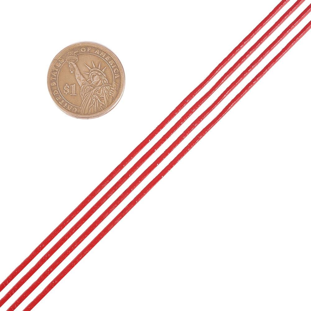 PH PandaHall 1 Roll 2 mm Cowhide Round Leather Cords For Bracelet Neckacle Beading Jewellery Making 10 meter / 11 Yard Red - Image 3