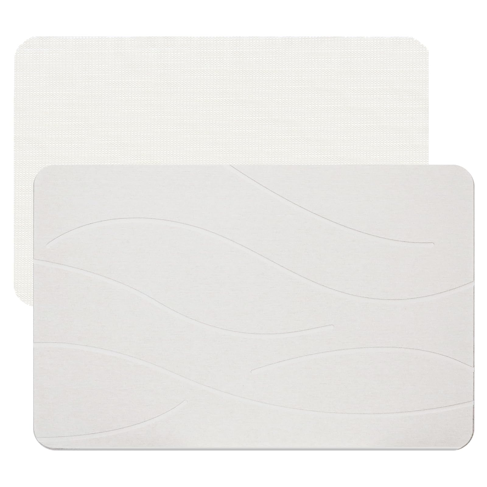 Feilifan Stone Bath Mat - Diatomaceous Earth Mat, Fast-Drying Diatomite Shower Mat, Water Super Absorbent Stone Mats for Bathroom Kitchen, Easy to Clean (Ripple White, 23.5" × 15")