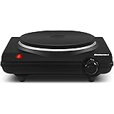 Elite Gourmet ESB-301BF Countertop Single Cast Iron Burner, 1000 Watts Electric Hot Plate, Temperature Controls, Power Indica