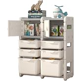 UNICOO Kids Storage Shelves, Children Toy Storage Organizer, Kids Bookshelf and Toy Storage for School, Bedroom, Playroom or Nursery (2 * 4)