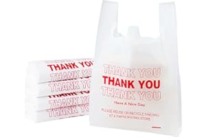 100 Pack Plastic Bags with Handles Bulk T Shirt Bags, White Grocery Shopping Bags Retail Shopping Bag for Supermarket Restaur