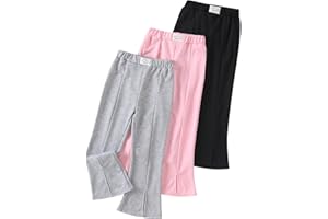Fdqin Girls 3 Pcs Wide Leg Sweatpants Casual Elastic Waist Straight Leg Jogger Pants with Pockets