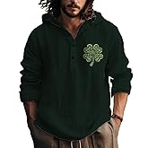 MARSVOVO Hooded Long Sleeve Shirt Men Fashion Graphic Button Up Lightweight Big and Tall Casual Vacation Shirts for Men