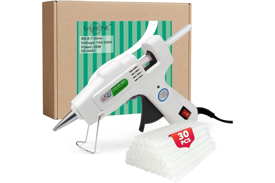 Krightlink Hot Glue Gun Kit with 30 Glue Sticks, Fast Preheating Hot Melt, High Temp for School Crafts DIY Arts and Quick Home Repairs (20w)