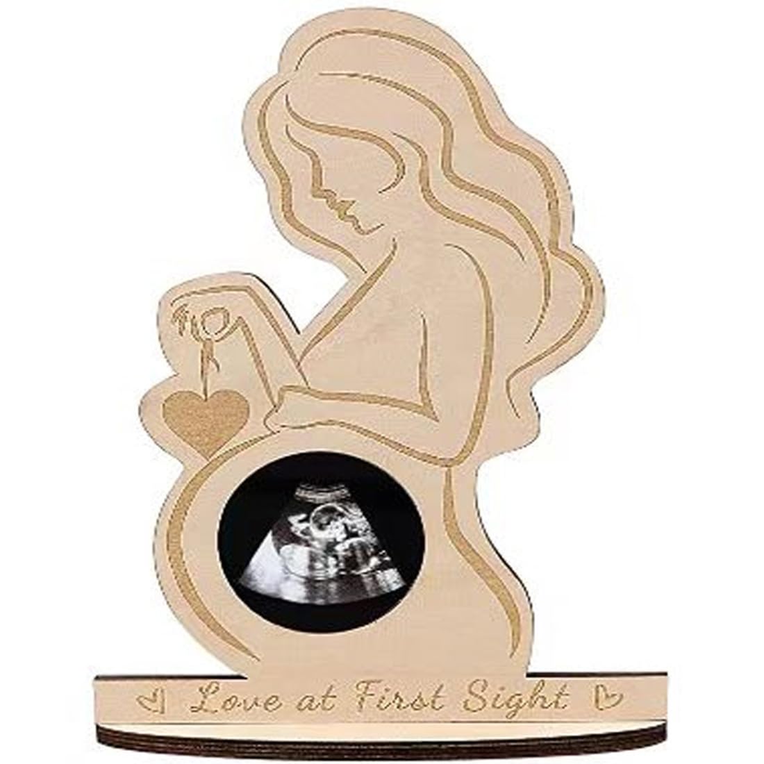 ZKSXOA Pregnancy Announcement Ultrasound Frame Stand Wooden Sonogram Frame Gift for Mother-to-be Social Baby Shower Media Photo Prop, Ultrasound Sonogram Wood Picture Frame Expectant mother photo