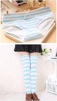 Amazon Co Jp しましま パンツ しましま ニーハイソックス セット コスプレ ボーダー パンツ ニーハイ 縞パン ニーソ A ライトブルー スポーツ アウトドア