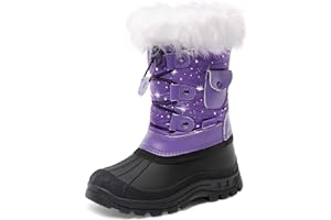 DREAM PAIRS Boys Girls Snow Boots Water-Resistant Outdoor Warm Cozy Anti-Slip Mid Calf Faux Fur Lining Insulated Winter Shoes for Little/Big Kids