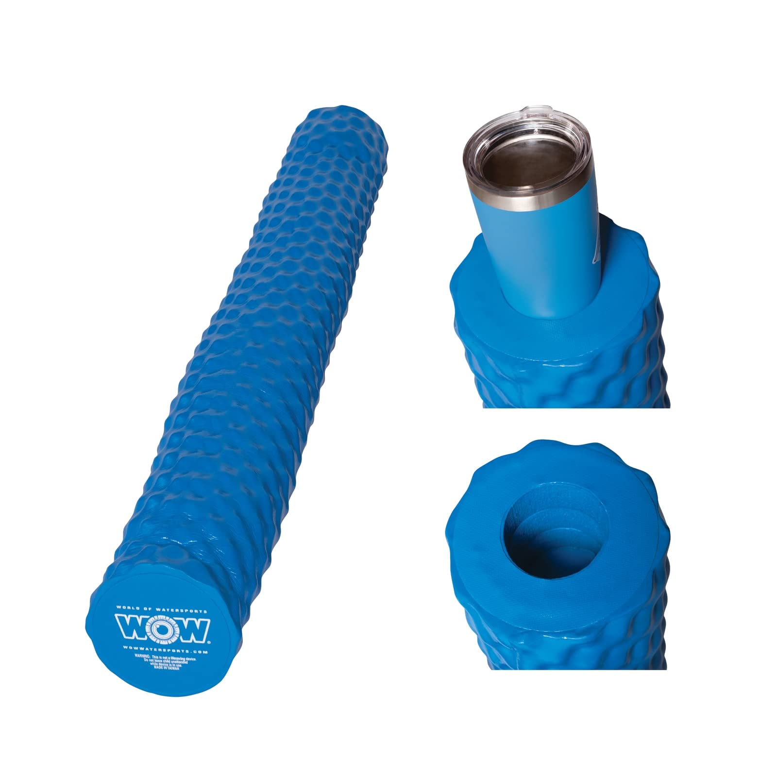 View 1 of **HAS A SPLIT IN BETWEEN THE SEAM AREA*** Wow Sports XL Foam Pool Noodle with Cup Holder - Blue - 6.5 in Diameter x 46 in - 250 lb Capacity - Vinyl Coated