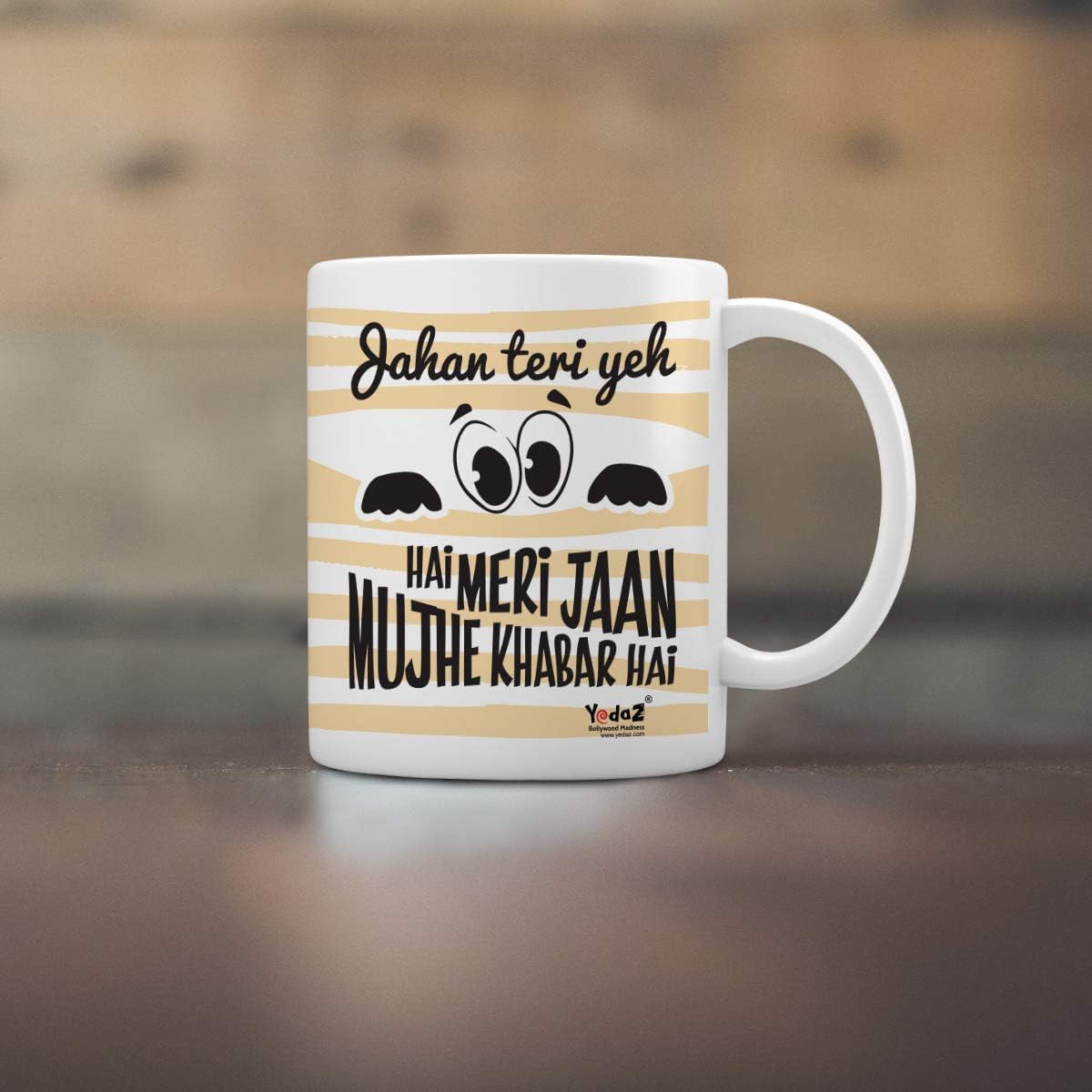 Yedaz Quirky Coffee Mug - Jahan Teri Nazar - White Ceramic Bollywood Coffee Mug | 330 ml | Mugs for him or her | Best Gift for Friends