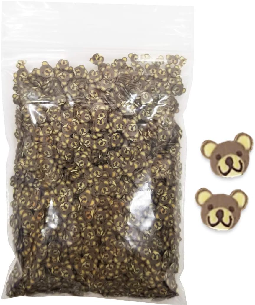 Animal Fimo Slices 50g 1 Bag - Slime Supplies Add Ins Making Charms DIY Decorations Accessories (Brown Bear)
