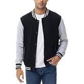 Gopune Men's Fashion Varsity Jacket Casual Cotton Letterman Baseball Bomber Jacket