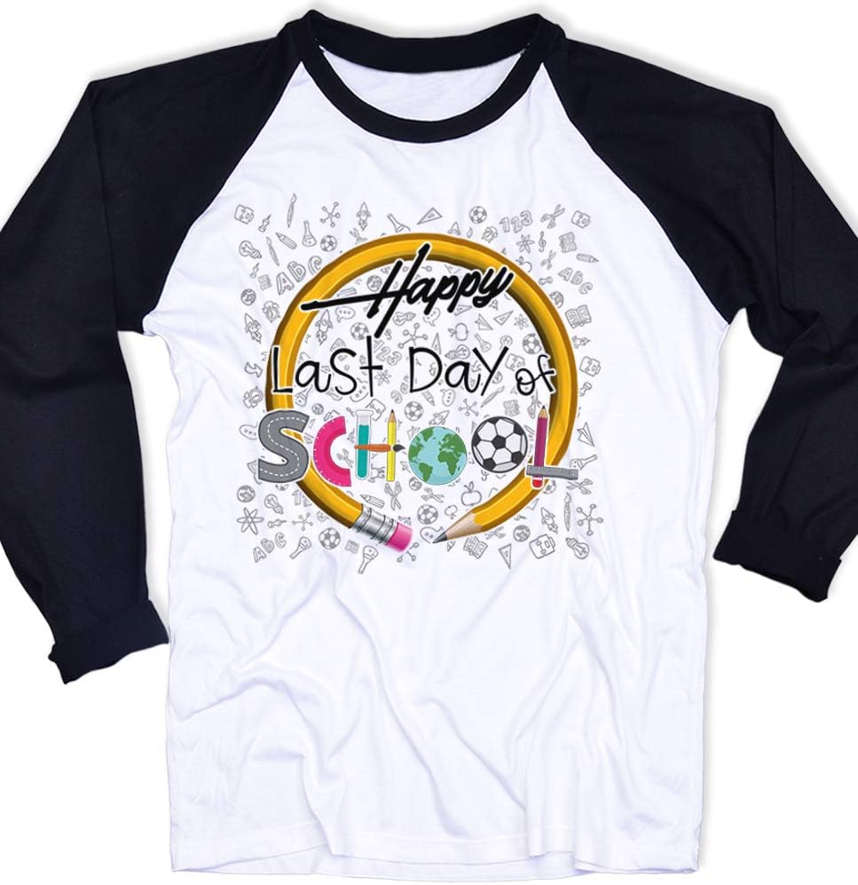 AllBirthDayGift Happy Last Day of School Shirt Teacher T-Shirt Preschool Teacher Shirts Kid Teacher Long Sleeve T Shirt