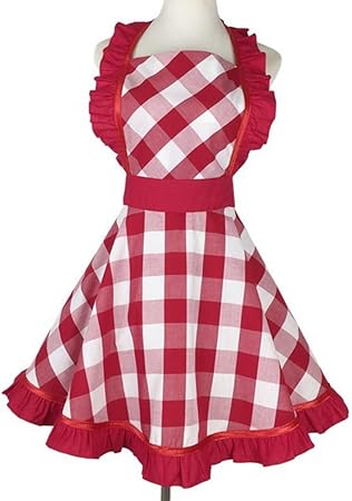 Cuisine Retro Bleue Tabliers Femme Fille Coton Rouge Cuisine A Carreaux Tablier Vintage Robe Red Amazon Fr Cuisine Maison
