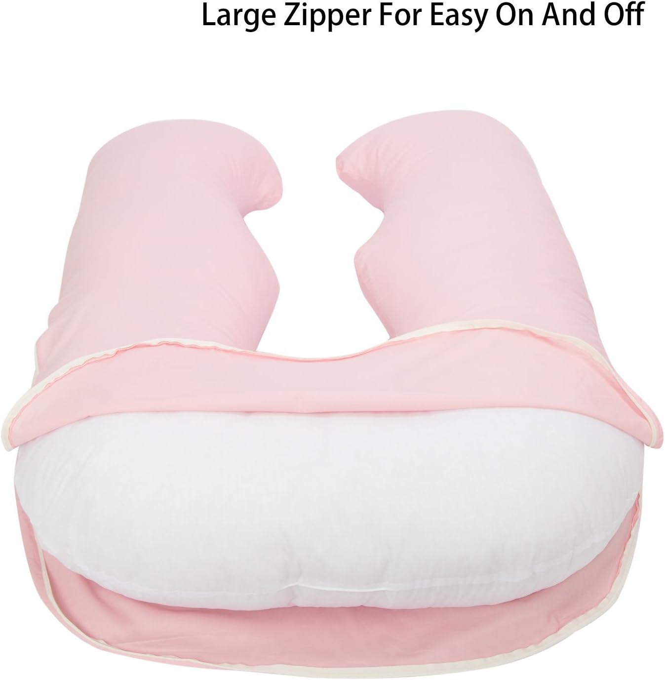 TILLYOU Large Zipper Personalized Pregnancy Pillo Cover, 100% Egyptian Cotton Fully Body Maternity Replacement Pilllowcase, Soft Breathable, Fit Standard U Shaped Pillow, Pink: Kitchen & Dining