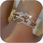 Someki Heart Ring Statement Rings Boho Gold Adjustable Fashion Cubic Zirconia Jewelry Rings Wedding Engagement Ring Anniversary Birthday Gifts for Women