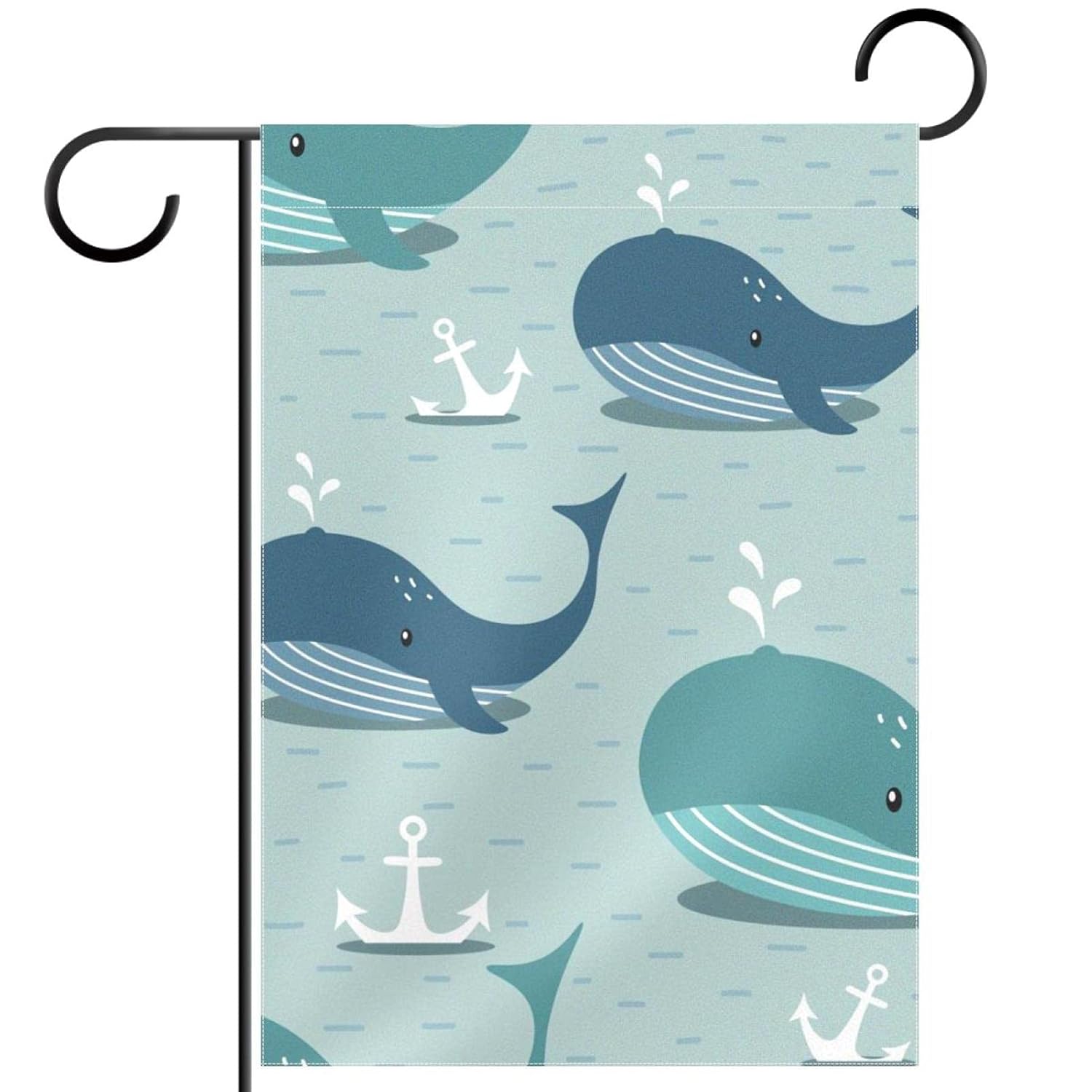 Whales Sea Anchors Garden Flag, Double Sided Garden Outdoor Yard Flags for Summer Decor 28x40 Inch