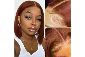 UNICE Reddish Brown Short Bob Wig Human Hair 6x4.75 Pre Cut Lace Put on and Go Glueless Wigs Pre Plucked Bleached Knots Straight Lace Closure Wig Natural Hairline 150% Density 10 inch