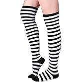 Geyoga Women's High Striped Tights Socks Over Knee Striped Long Stockings Halloween Christmas