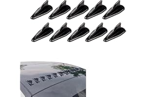 Flygun 10 PCS Car Shark Fin Tail Simulation Antenna, ABS Self-adhesive EVO Style Anti-static Roof Diffuser, Car Decoration Modification Accessories, Suitable for Most Cars and SUVs (Black #00)