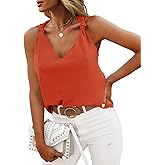 Essrite Womens Casual Fashion Tanks Tops V Neck Knotted Detail Tank Tops Sleeveless Blouses Shirts