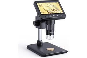 Microscope-Ashfly LCD Digital Microscope 500X, 1080P Coin Magnifier with 8 Adjustable LED Lights, PC Viewing, Compatible with MacOS Windows - Black