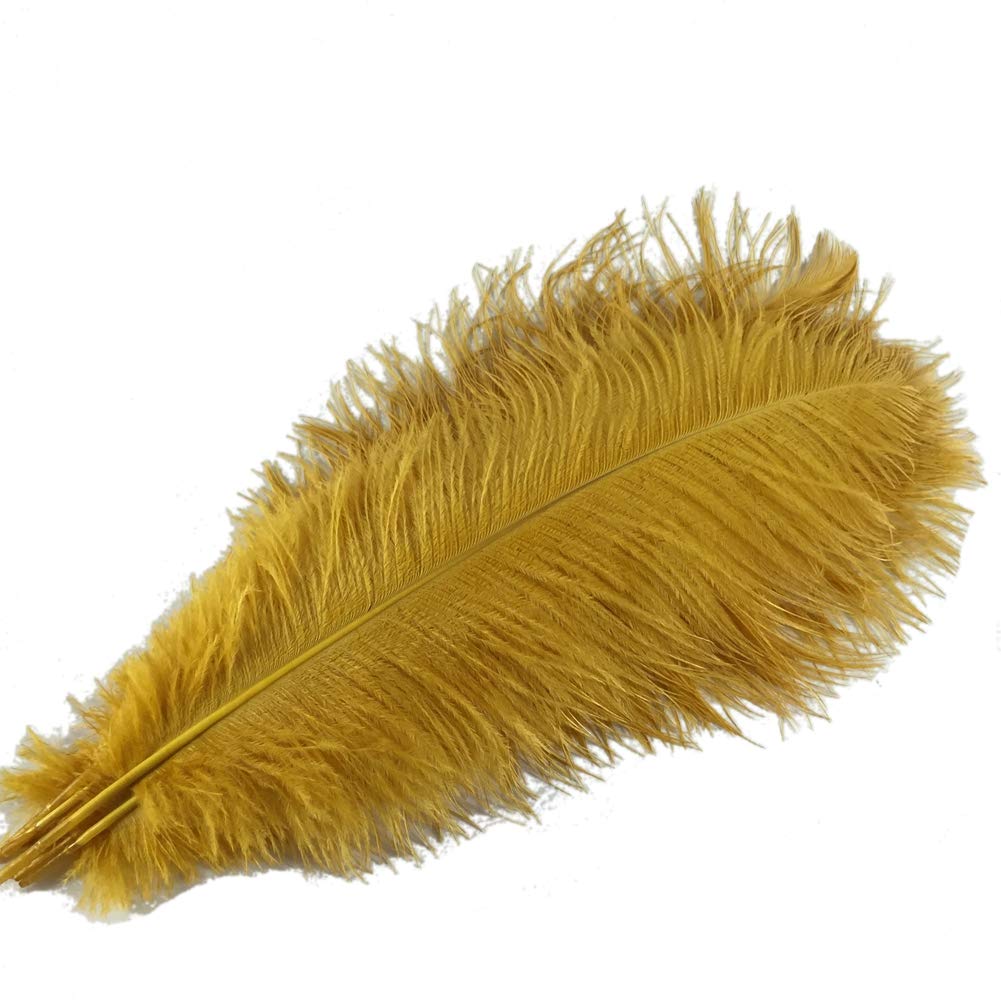 Sowder 5pcs Ostrich Feathers 16-18inch(40-45cm) for Home Wedding Decoration(Golden)