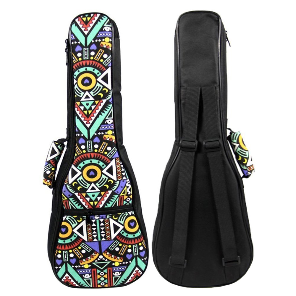 HOT SEAL 10MM Sponge Padding Waterproof Durable Colorful Conventional Ukulele Case Bag with Storage (23/24 Inch, Blue-Graffiti No.1)