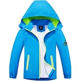 SaphiRose Kids Waterproof Rain Jacket Mesh Lined with Removable Hood | Lightweight rain coat, windproof, breathable, school, camping, travel, outdoor play, boys and girls