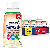 PediaSure Peptide 1.0 Cal, Peptide-Based Formula, Sole-Source Nutrition Drink for Tube Feeding or Oral Nutrition, Vanilla, 8-fl-oz Bottle, Pack of 24