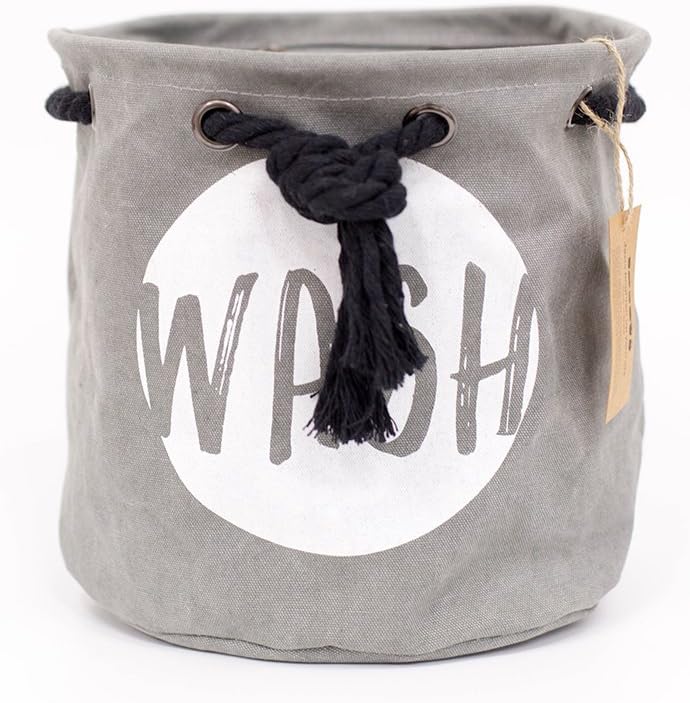 Storage Bin Orgagnizer Basket Small Round with Handle Canvas Fabric Collapsible (11 x 11inch) Jasis Woo
