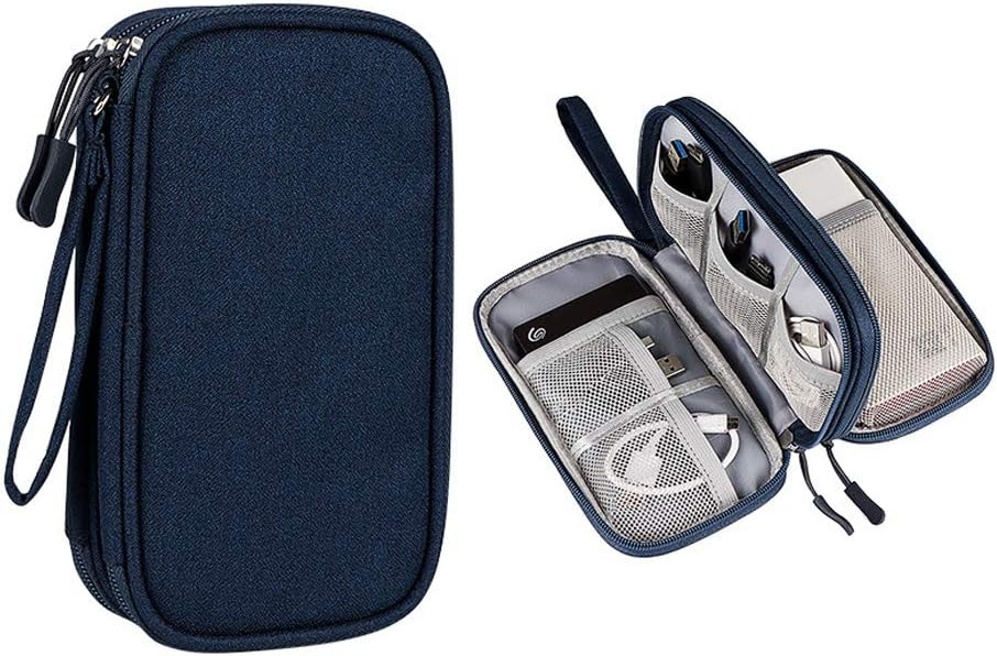 Hosoncovy Power Bank Organizer Bag - USB Flash Drive & External Hard Drive Case (Dark Blue)
