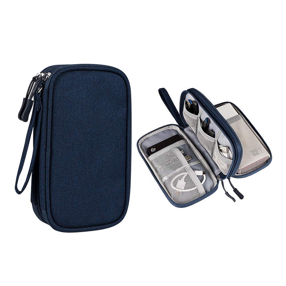 Hosoncovy Power Bank Organizer Bag - USB Flash Drive & External Hard Drive Case (Dark Blue)