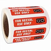 YOUOK for Rectal Use Only Stickers / 1.5" x 0.375" Fluorescent Red Orange Stickers with Permanent Adhesive, 500 Labels Per Roll
