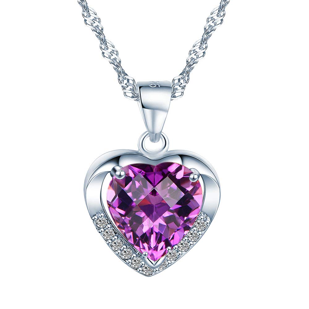 Women Necklace 925 Sterling Silver with Crystal Heart Pendant Forever Love Necklace