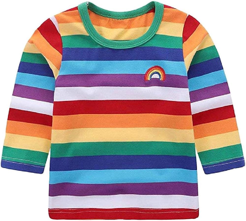 Tees for Toddler Kids Girl Boy Rainbow T Shirt Baby ONeck Tops Costume Striped Outfits Clothes