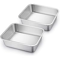 TeamFar Lasagna Pan Set of 2, Brownie Pan Deep Lasagna Pan Rectangle Cake Pan Stainless Steel for Baking Roasting, 10.7…