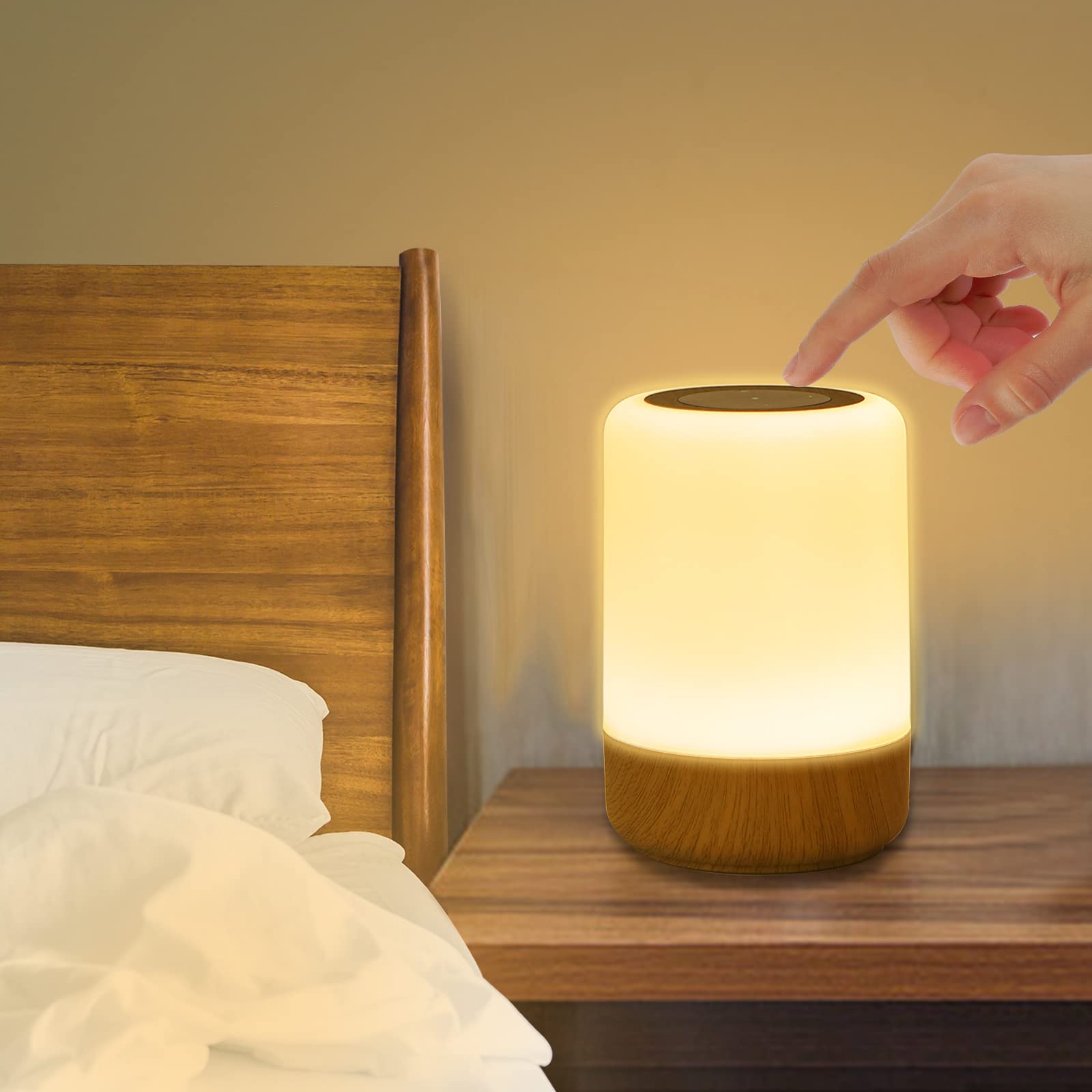 Görvitor Touch Lamp Rechargeable Lamp, Wireless Dimmable Touch Night Light with 8 RGB Color Changing & 3 Modes, LED Bedside Lamp for Bedroom, Baby Nursery Kids, Nightstand
