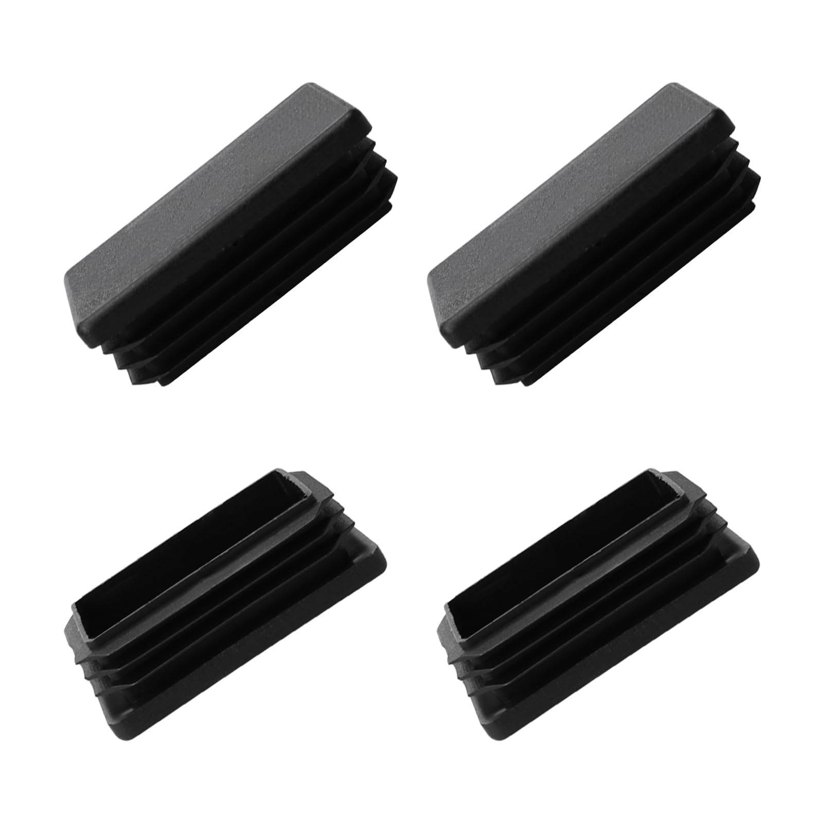 METALLIXITY Rectangle End Caps (60 x 40mm) 4Pcs, Plastic Rectangle Tube Inserts Threaded End Blanking Caps Protector - for Furniture Table Chair Legs, Black