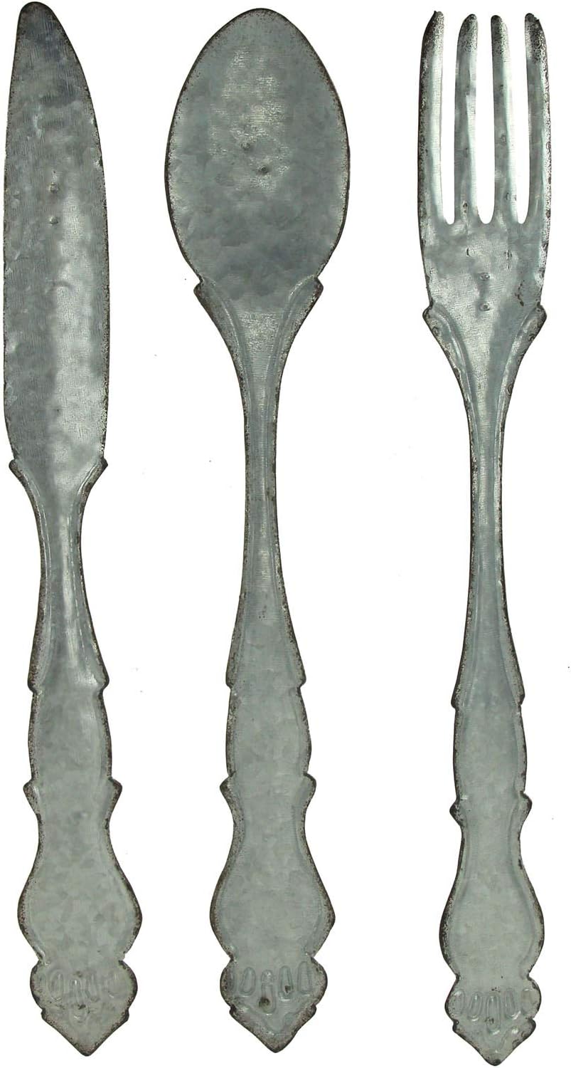 Amazon Com Zeckos Large Galvanized Metal Fork Spoon Knife