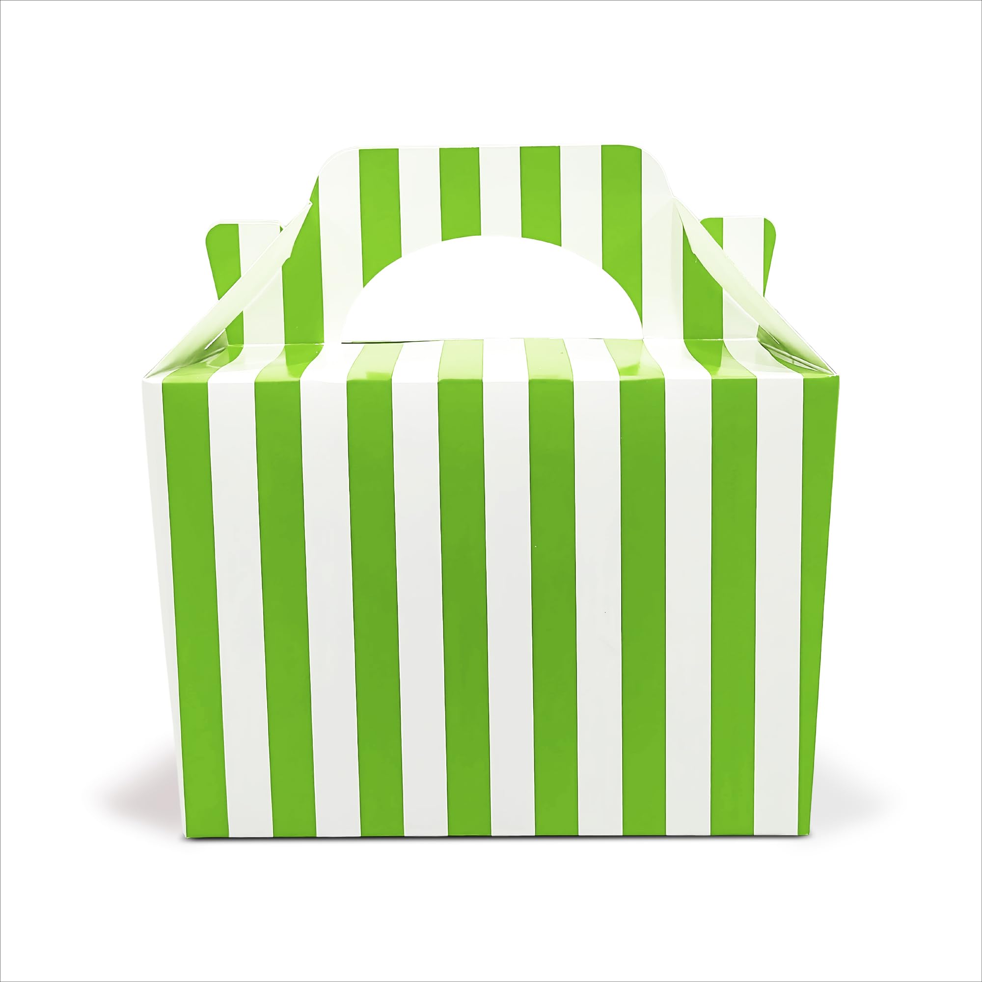 Lotus 20 x Stripe Design Children/Kids Party Boxes Carry Food Meal Fun Picnic Birthday Wedding Favour/Baby Shower Party Box Loot Bag (Neon Green)