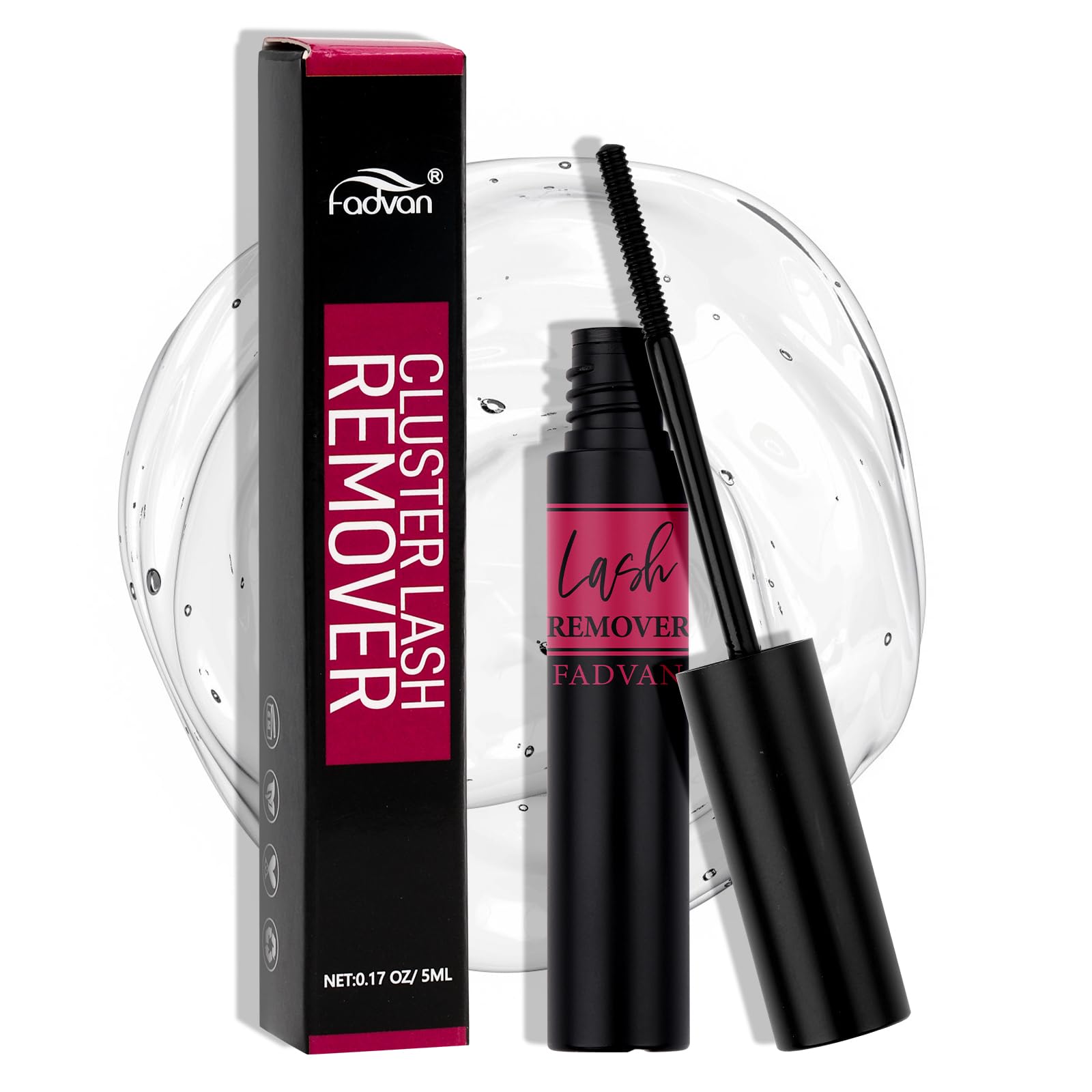 FADVAN Cluster Lashes Individual Eyelashes Remover with Brush, only Suitable for DIY Eyelash Extension, Non-irritating Smell Single Tube Eyelash Remover 5ml For Personal Use At Home