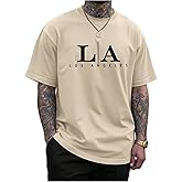 SOLY HUX Men's Graphic Tees Letter Print Los Angeles Short Sleeve Vintage T Shirt Casual Summer Tops