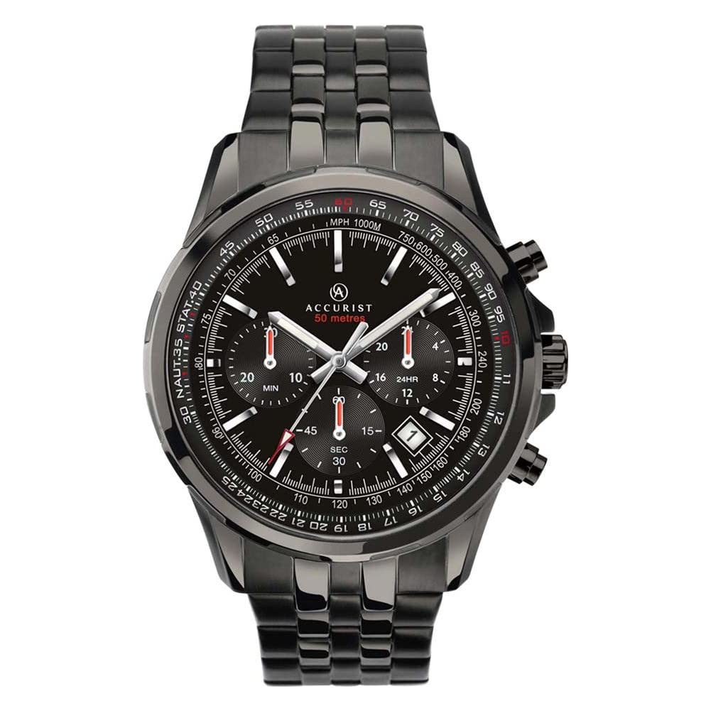 Accurist Men's Black IP Stainless Steel Bracelet Watch