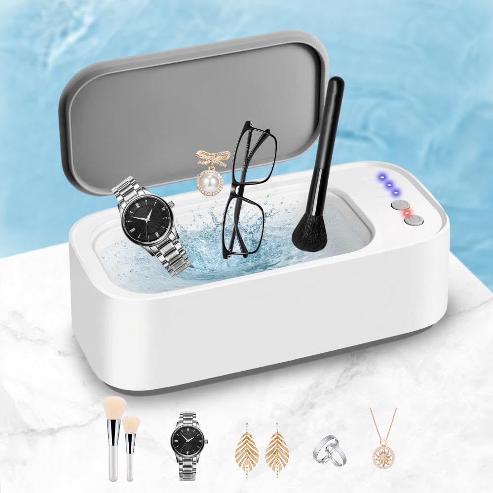 Photo 1 of Jewelry Cleaner, Ultrasonic Jewelry Cleaner Machine with 3 Timer Cleaning Modes, Sonic Cleaner for Silver, Eyeglasses, Watch Strap, Rings, Dentures