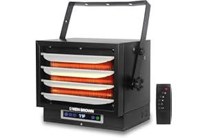KEN BROWN 7500W Electric Garage Heater, Hardwired Digital Fan Forced Ceiling Mount Heater, 240v Shop Heater with Full-Function Remote, Digital Thermostat and 8-Hour Timer, 2023 Upgraded