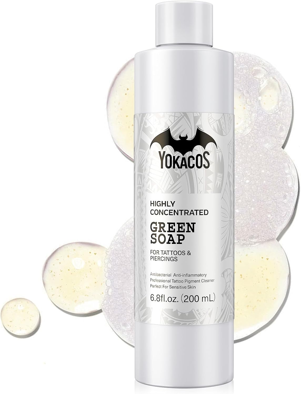 Tattoo Cleaner 200 ml, YOKACOS Tattoos Cleaning Soap, Natural Tattooing Solution for Soothes, Cleans and Nourishes, Tattoocare
