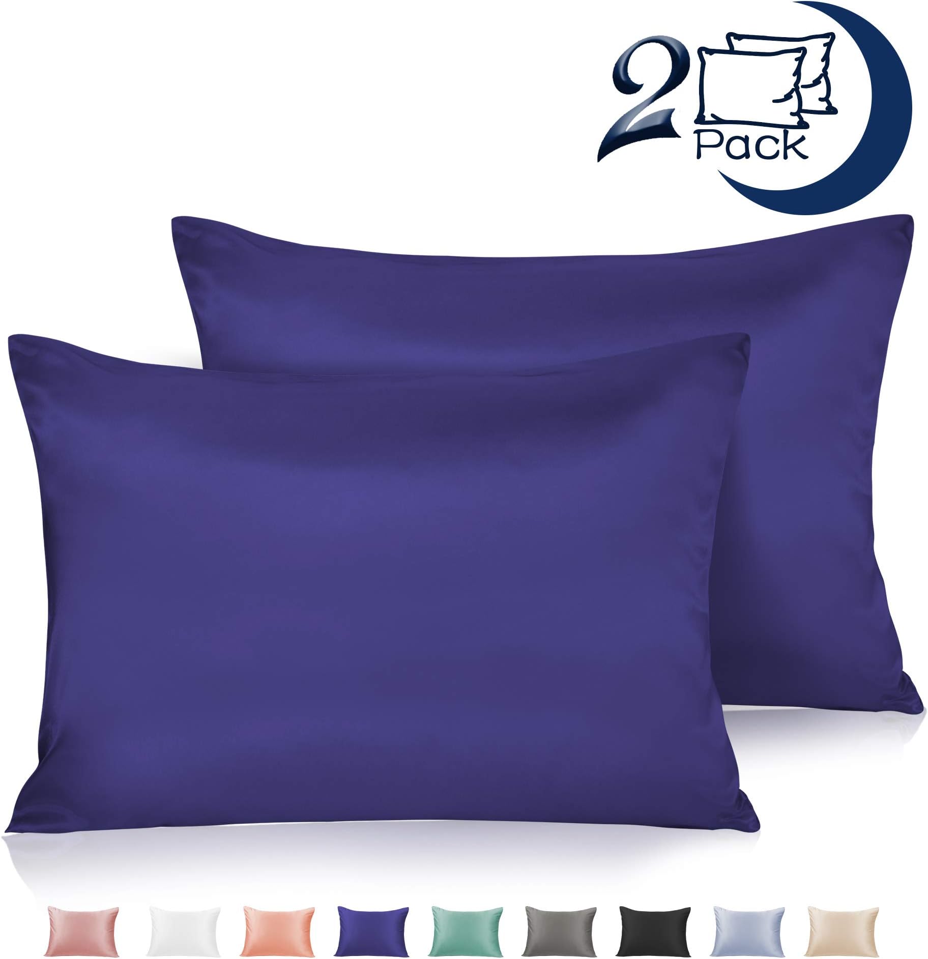 Adubor Satin Pillowcase 2 Pack Silky Pillow Cases for Hair and Skin, Hypoallergenic Anti-Wrinkle, Super Soft and Luxury…
