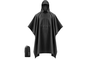iCreek Hooded Rain Poncho Packable Unisex Raincoat Jacket with Pocket Waterproof Lightweight for Hiking, Camping, Outdoor