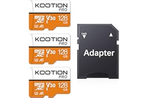 KOOTION 128GB Micro SD Card 3 Pack, UHS-I MicroSDXC Card for 4K Video Recording, U3, A1, V30, C10 TF Flash Memory Card with A