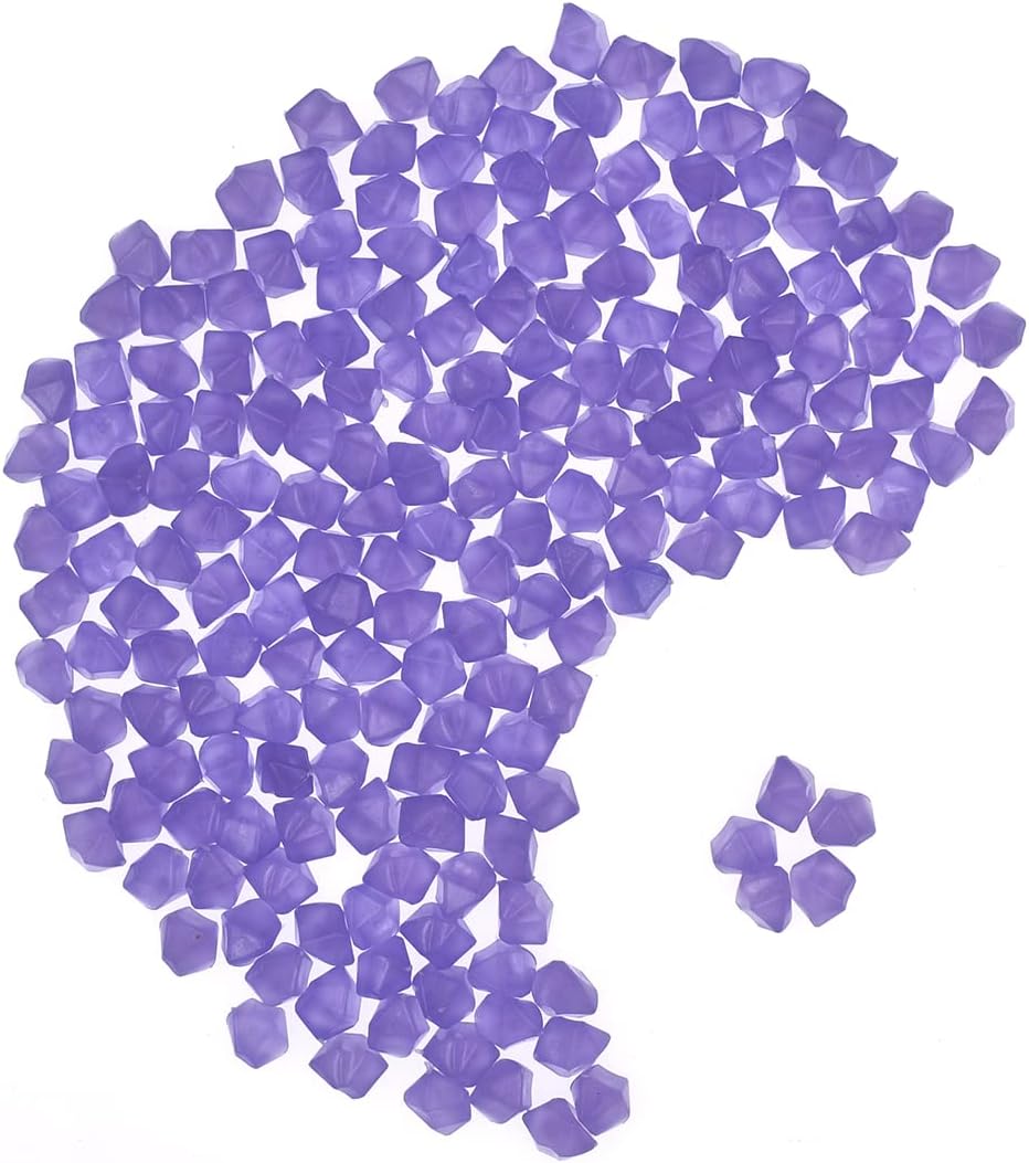 Hardscaping Materials - QTTLLI 200Pcs Glow Pebbles Mini Size Diamond Shape Glow in The Dark Decorative Stones Rocks for Garden Flower Pot Fish Tank, Violet